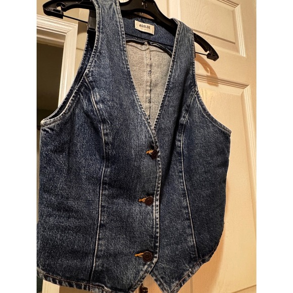 AGOLDE Denim Vest Sleeveless Button Up Jean Vest Top Layering Piece - Picture 6 of 10